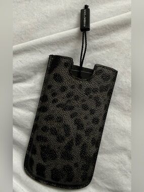 Dolce & Gabbana Black Gray Leopard-Print Card Holder
